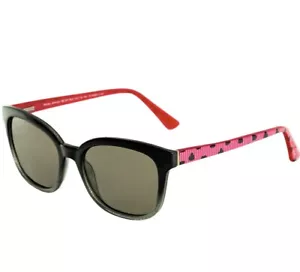 XOX Betsey Johnson, occhiali da sole neri con custodia + catena - (strisce/cuori) - Foto 1 di 6