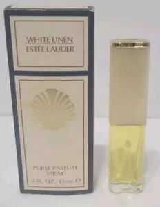 VINTAGE WHITE LINEN ESTEE LAUDER PURSE PARFUM SPRAY WOMENS .5 FL OZ +Box - Picture 1 of 6
