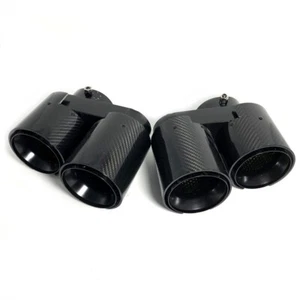 For BMW G05 X5 G06 X6 G07 X7 2019+ Nozzle 1 Pair Quad Carbon Fiber Exhaust Tip - Picture 1 of 12