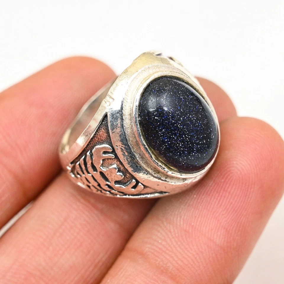 Красивое мужское кольцо из чистого серебра 925 пробы с золотым камнем все размеры M858 - Изображение 1 из 4