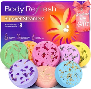 Shower Steamers Aromatherapy - 8 Pack Shower Bombs with Natural Essential Oils, - Picture 1 of 6