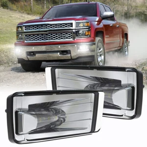 Pair LED Fog Lights Chrome For Chevy Silverado Suburban Avalanche Tahoe 2007-14 - Picture 1 of 11