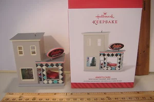 ~ANDY'S CARS~31ST IN THE NOSTALGIC HOUSES & SHOPS SERIES~2014 HALLMARK ORNAMENT~ - Picture 1 of 5