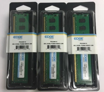 6GB (3X2GB) Edge Memory Modules PE228613 2GN602R08DS PC3-8500 DDR3-1066 - Image 1 of 4