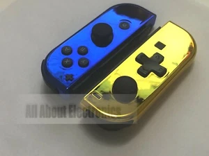 Custom Chrome Blue & Gold Nintendo Switch Joy Con Joy-Con DPAD set Controller - Picture 1 of 5