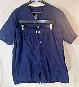 Fruit of the Loom mens Broadcloth XL Short Sleeve Top and Long Pants Pajama Set - Picture 1 of 6