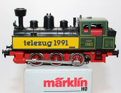 me1756, RAR Alte Märklin Sondermodell Dampflok Telezug 1991 (KLVM) (DBP) ? OVP - Bild 1 von 4