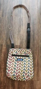 KAVU Keepalong Semi Padded Sling Canvas Rope Crossbody Bag Colorful Deco Tiles - Picture 1 of 7