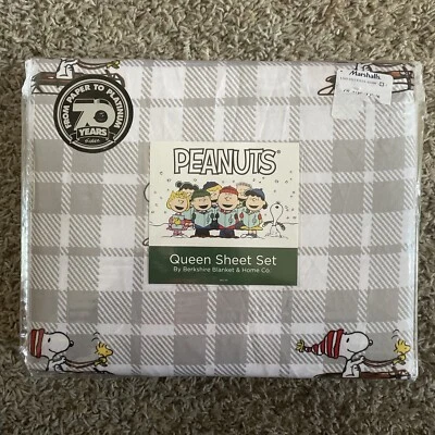 Juego de sábanas Peanuts Snoopy Berkshire Queen 4 piezas pandilla Navidad trineo de nieve ¡NUEVO! Foto 1 de 4