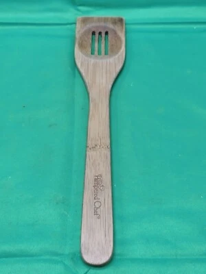 PAMPERED CHEF 12" Bamboo Wooden Cooking Slotted Stirring Spatula V - Image 1 of 4