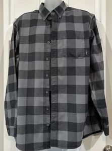Camisa Eddie Bauer Para Hombres TXL Alta XL Gris Negra Algodón Sarga Franela Calce Relajado - Imagen 1 de 12