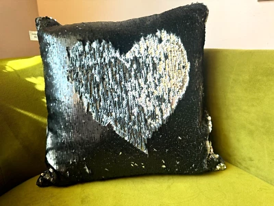 UO Home Urban Outfitters Mermaid Reversible Sequin Square Pillow, Black/Silver - Image 1 of 4