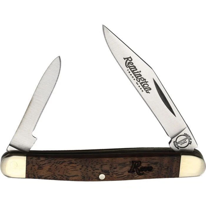 Mini navaja de bolsillo Remington 870 con acabado satinado cuchillas de acero inoxidable mango de madera Foto 1 de 1