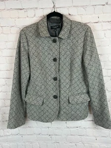 TALBOTS white gray wool blend button down pockets jacket elegant career size 10 - Picture 1 of 9