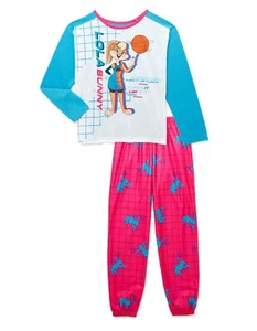 Space Jam A New Legacy 2 Girls Pajamas Shirt Pants Set Tune Squad Lola Size 4-10 - Picture 1 of 3