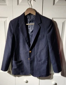 Boys Van Heusen Navy Blue Blazer Gold Buttons Size 12 - Picture 1 of 3