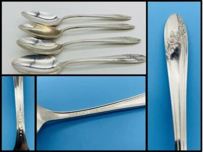 Conjunto Lote de 4 Colheres de Chá Queen Bess II Oneida Community Tudor Plate Silverplate 6" - Imagem 1 de 4