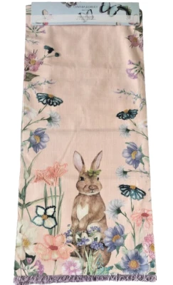 Cynthia Rowley Easter Embroidered Table Runner 16x72" Embellished Lined Floral - Image 1 of 4