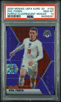 Phil Foden 2020 Panini Mosiac Purple Fluorescent /70 PSA 10 GEM MT - Image 1 of 2