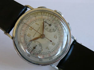 BERNA WATCH-CRONO-MANUALE-ANNI 40-ANSE FISSE-RUOTA A COLONNE-VALJOUX 22-RARO - Picture 1 of 12