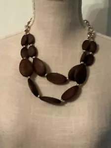🌸 Collar Natasha Oro Doble Hilo Ovalado Madera 21-24" 🌸 - Imagen 1 de 7
