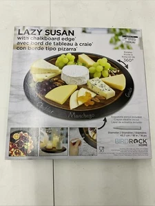 LAZY SUSAN Birdrock Home Wooden 18” With Chalkboard Edge 360 Rotation New In Box - Picture 1 of 5