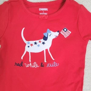 Gymboree Short Sleeve & Shorts Cotton Pajamas Set Red White & Cute Size 4 - Picture 1 of 4