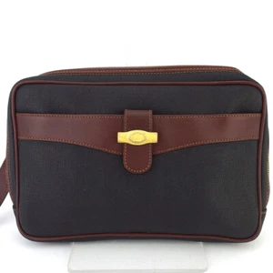 dunhill clutch bag logo plate PVC ?~ leather Authentic used T16962 - Picture 1 of 9