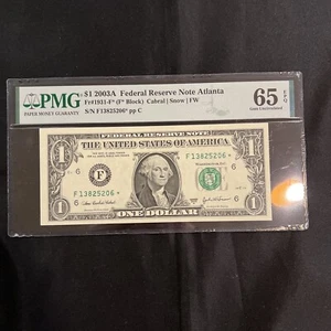 FR #1931-F* $1 2003 FRN PMG 65 Gem Unc STAR Error Replacement EPQ - Picture 1 of 5