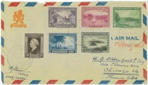 9663 - INDIAS HOLANDESAS - HISTORIA POSTAL - CUBIERTA Correo aéreo a EE. UU. 1947 Vulcano - Imagen 1 de 1