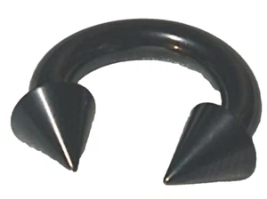 1 Pair -2g 1/2 Shiny Black Anodized Horseshoe Spike Ear Nose Ring Surgical Steel - Picture 1 of 2