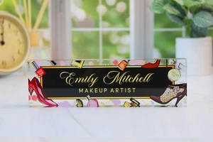 Placa de identificación de acrílico transparente personalizada para zapatos de maquillaje de escritorio CAB11GR - Imagen 1 de 9