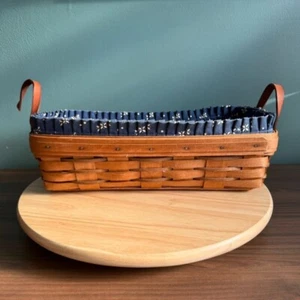 Cesta de pan Longaberger 1996 de colección con tela clásica del forro azul como está - Imagen 1 de 10