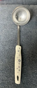 "Cucharón sopa vintage EKCO azul y púrpura patrón floral 11"" largo buen estado" - Imagen 1 de 6