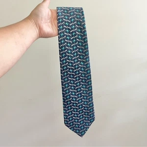 Brooks Brothers Makers All Silk Herrenkrawatte Blau Ketten Muster Accessoire Arbeitskleidung - Bild 1 von 5