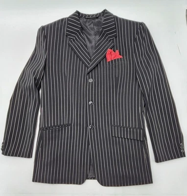 Traje de Esmoquin Para Hombres Georgii Armani Rayas Negro De Colección 32x30 Pantalones/Chaqueta 40 Foto 1 de 4