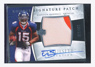 2006 UD Exquisite Rookie Patch Auto Brandon Marshall 126/225 #110 Broncos - Image 1 of 3
