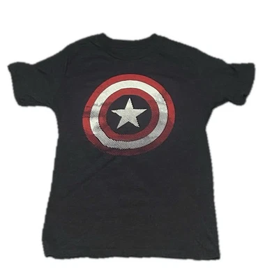Boys Captain America Short Sleeve Graphic Tee Shirt Size M 10-12 Blue - Image 1 of 4