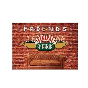Sofá de pared de ladrillo rojo Friends Central Perk café telón de fondo 39x59 decoración cabina de fotos - Imagen 1 de 4