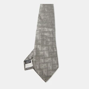 Fendi Grey Zucca Jacquard Silk Traditional Tie - Picture 1 of 4
