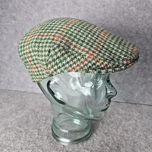 RARE Shandon Ireland Flat Cap Green Newsboy Houndstooth Wool 7 1/4 L Vintage - Picture 1 of 8