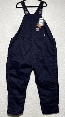 Carhartt 102691-410 FR  Quilt Lined Bib Overalls Men's Size 50x30 Navy New - Image 1 of 4