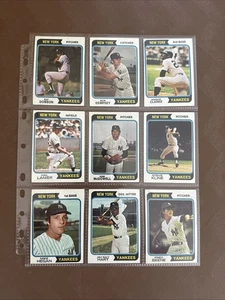 1974 Topps Baseball New York Yankees 9 Card Lot NM - Picture 1 of 2