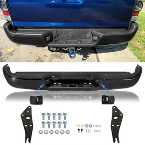 Black Steel Rear Step Bumper for Toyota Tacoma 2005-2015 - PowderCoated - Picture 1 of 19