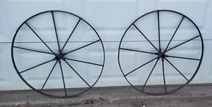 Pair of Original ornamental Iron Garden Wagon Wheel's! Hang/Display!30" - Picture 1 of 15