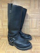 RARE WESCO Tall Harness Boots Sz 10-10.5 Men's Black Leather Custom Boot-Werks