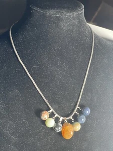 Bali Style Rope Chain 925 Silver With Carved Stones 18” Chakras - Picture 1 of 5