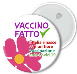 Spilla Pins 5.8 cm X Dottori Oss medico Infermieri vaccino fatto - fiore - Bild 1 von 1
