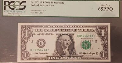 Error 2006 $1 Federal Reserve Note New York PCGS 65 PPQ Misaligned #B 09756718 * - Image 1 of 4