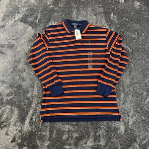 Polo Ralph Lauren Polo Long Sleeve Boys M 12/14 Stripe Orange Blue NWT  - Picture 1 of 10
